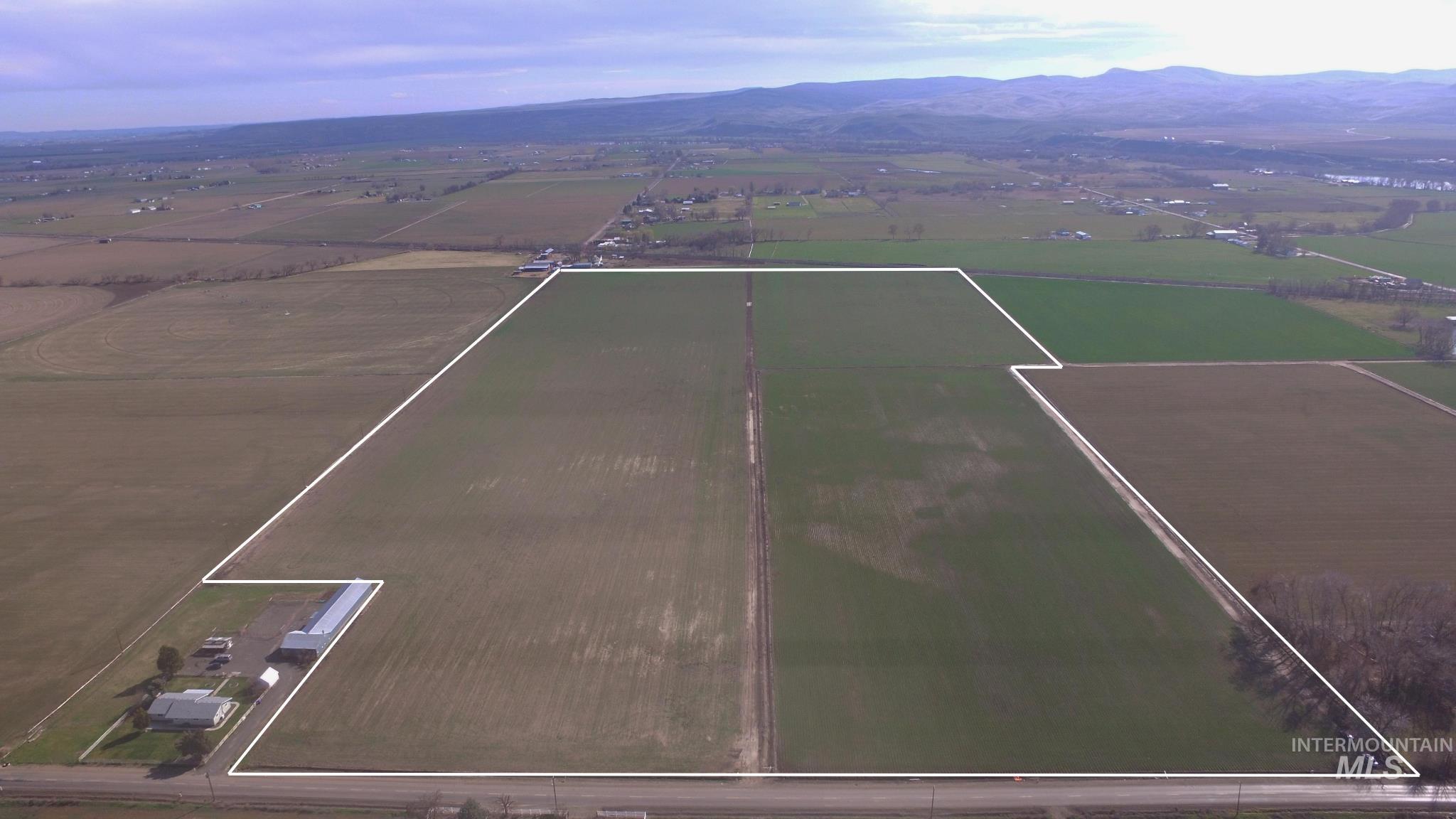 Tbd Olds Ferry Road Weiser, ID 83672 - Photo 5 of 10 Aerial overview of property's location with rural landscape, large plots for crops, and property boundaries highlighted