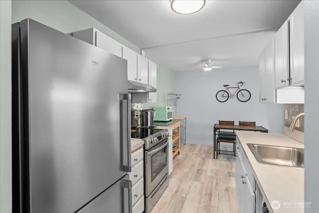 a view of an entryway with a bike