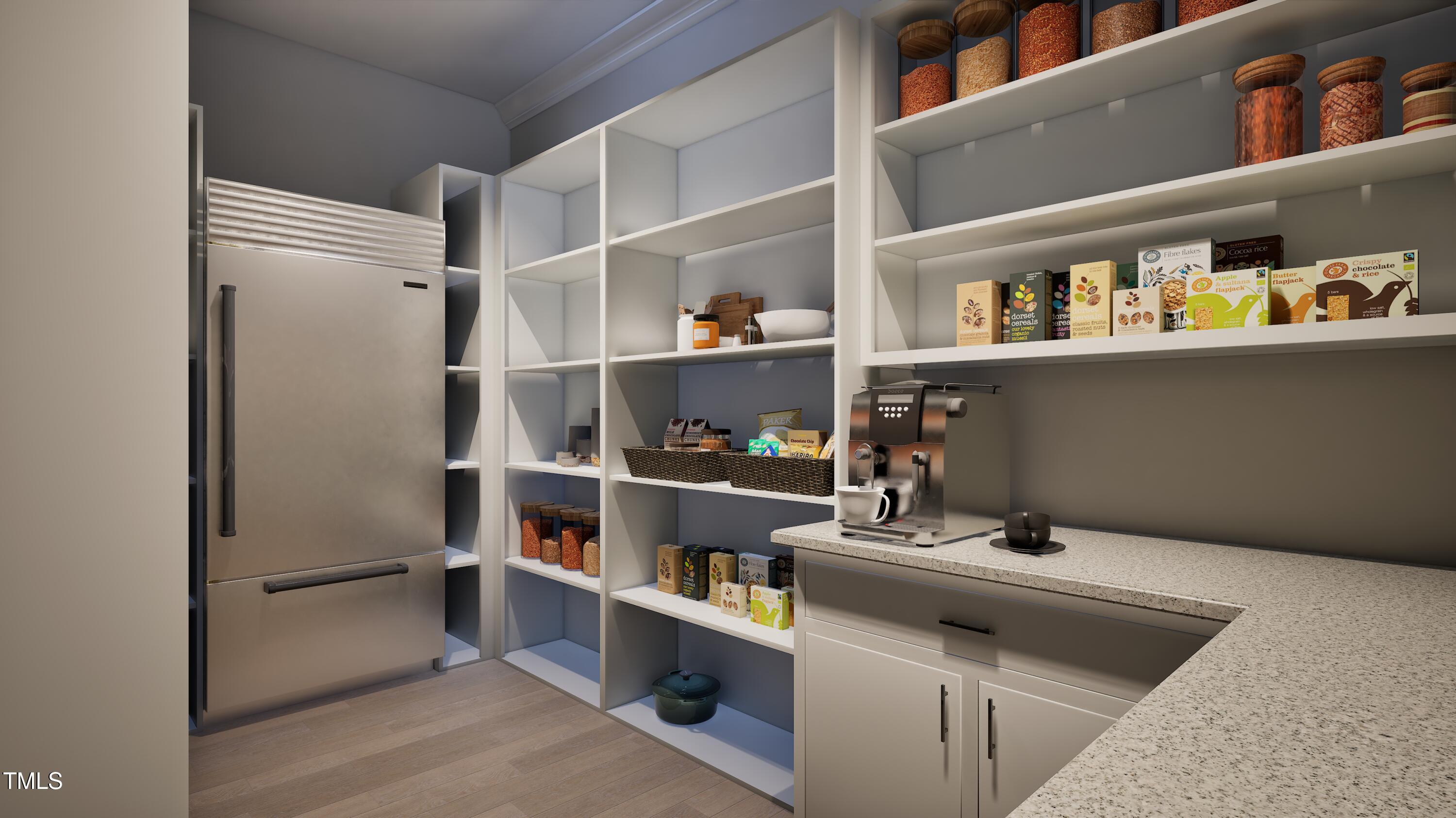 404 Shinleaf Pond Trail Raleigh, NC 27614 - Photo 12 of 37 a kitchen with a refrigerator and cabinets