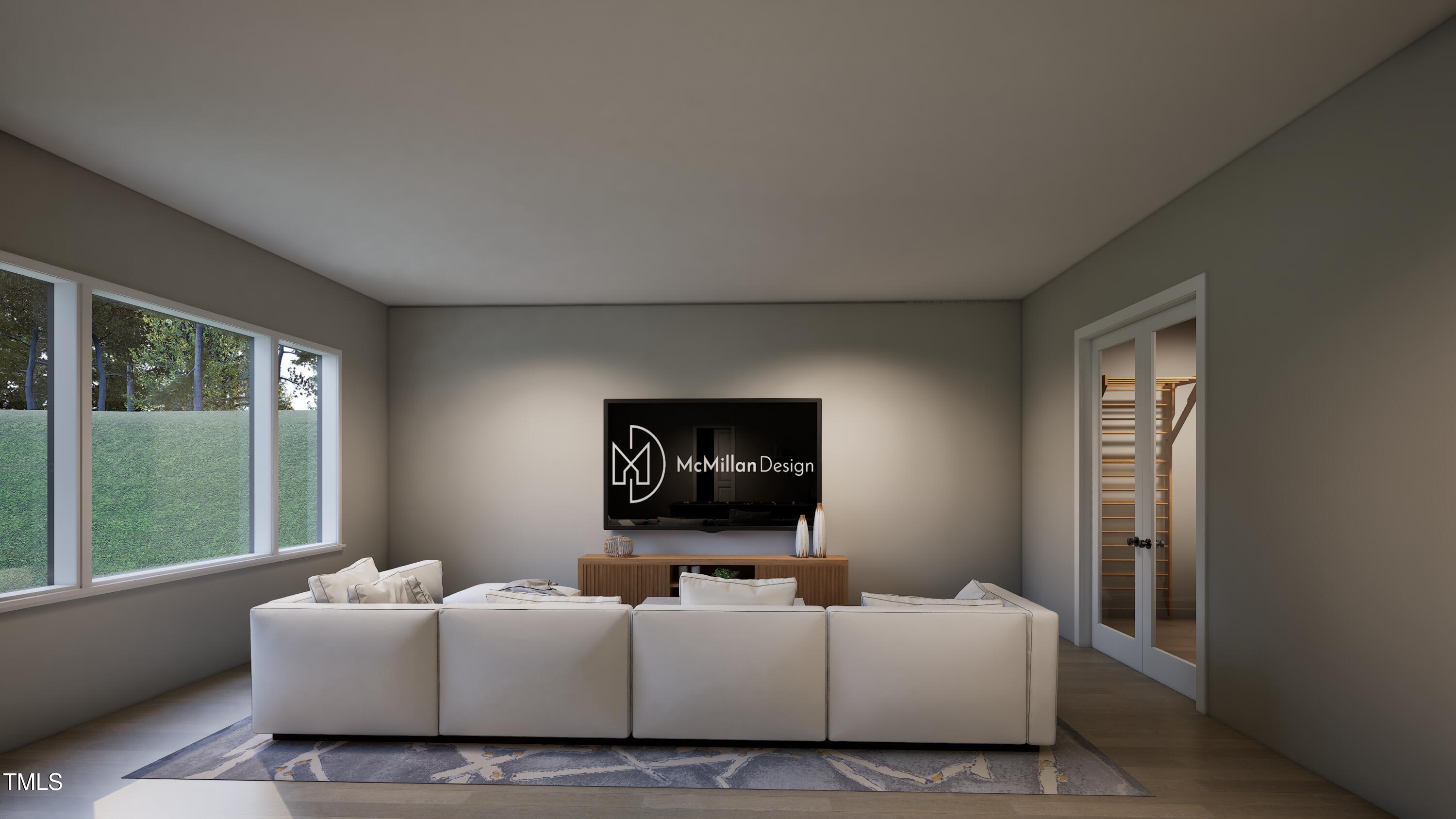 404 Shinleaf Pond Trail Raleigh, NC 27614 - Photo 20 of 37 a living room with furniture a large window and a flat screen tv