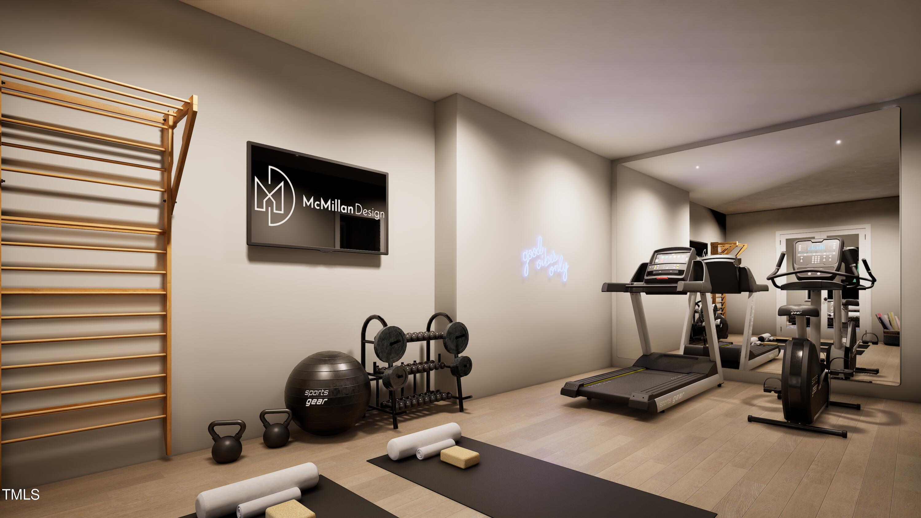 404 Shinleaf Pond Trail Raleigh, NC 27614 - Photo 22 of 37 a view of a room with gym equipment