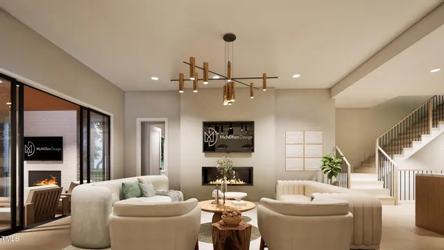 an open kitchen with dining table and chairs