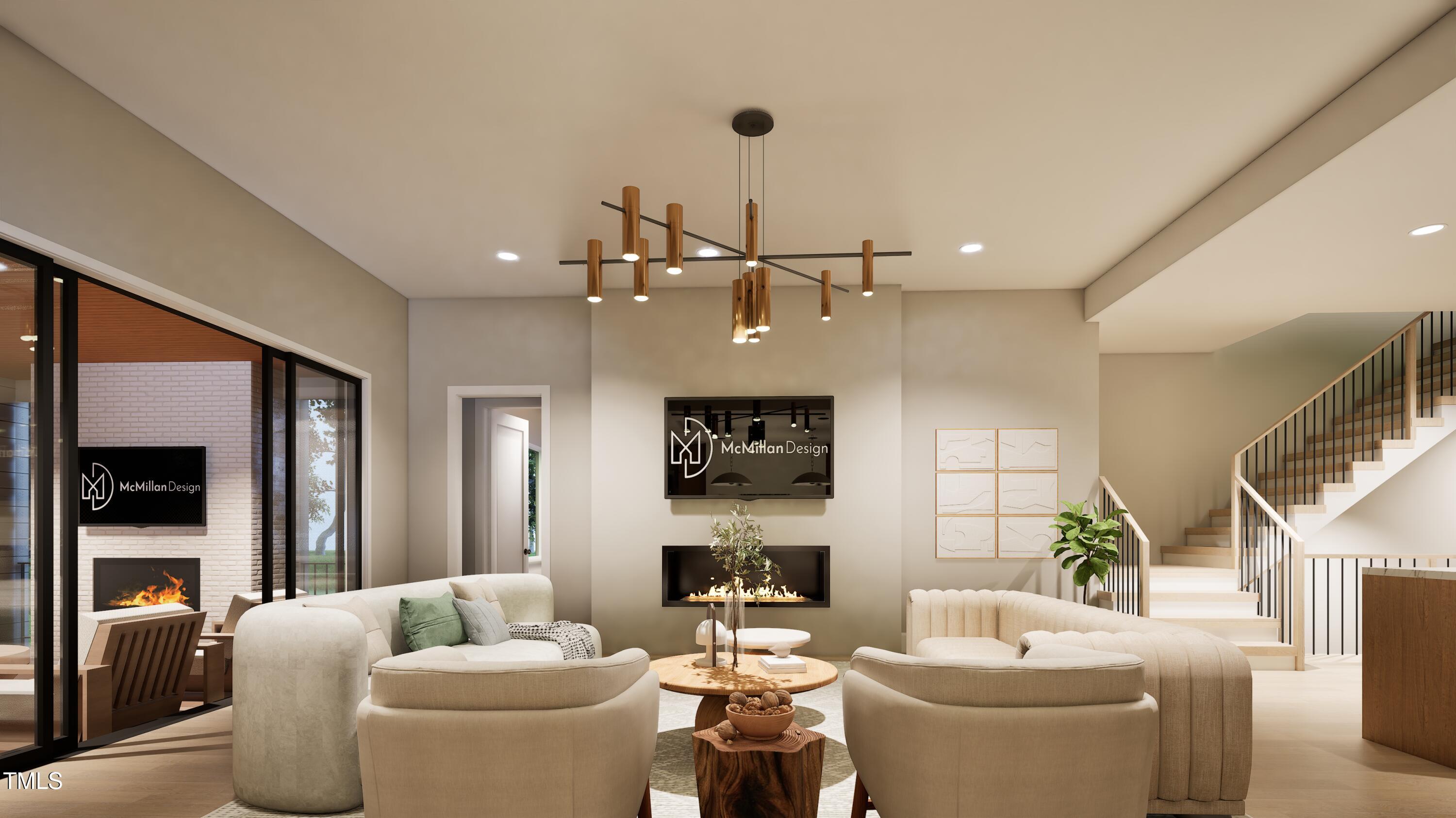 404 Shinleaf Pond Trail Raleigh, NC 27614 - Photo 6 of 37 a living room with furniture and a chandelier