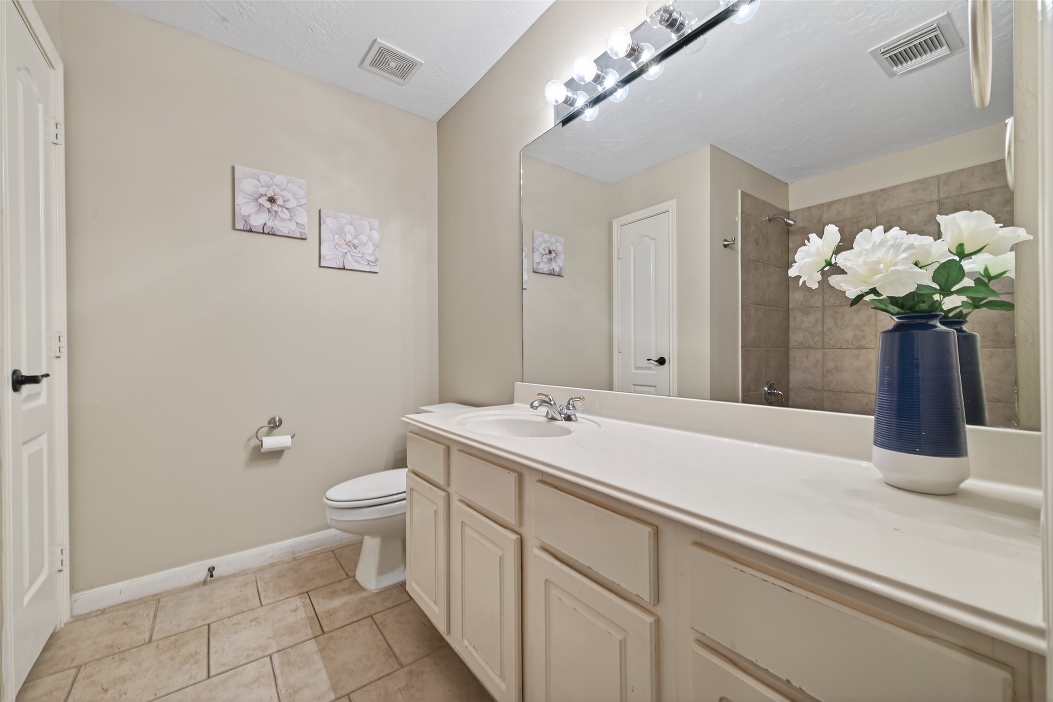 23211 Goldensong Court Spring, TX 77373 - Photo 40 of 46 a bathroom with a sink a toilet and a mirror