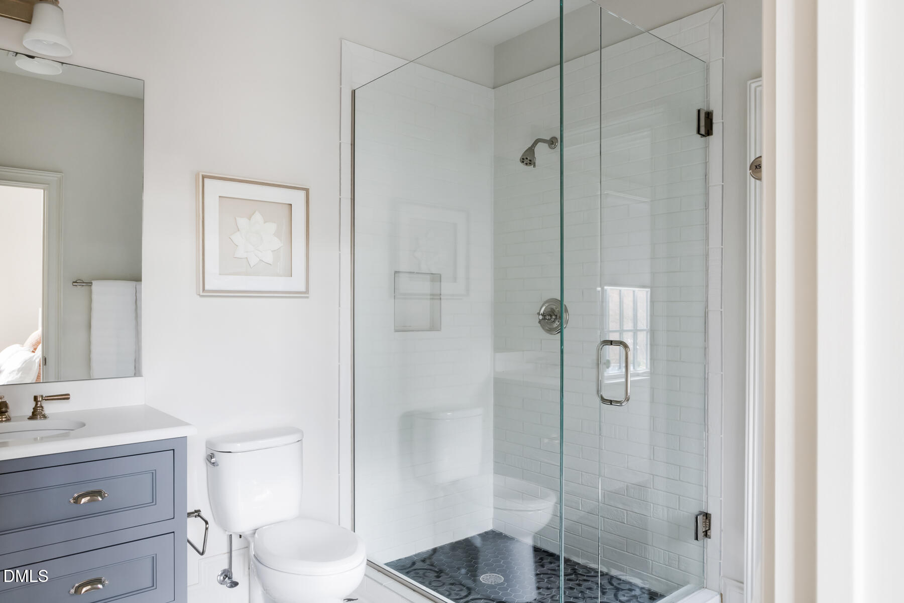 3100 Georgian Terrace Raleigh, NC 27607 - Photo 46 of 74 a bathroom with a granite countertop sink toilet and shower