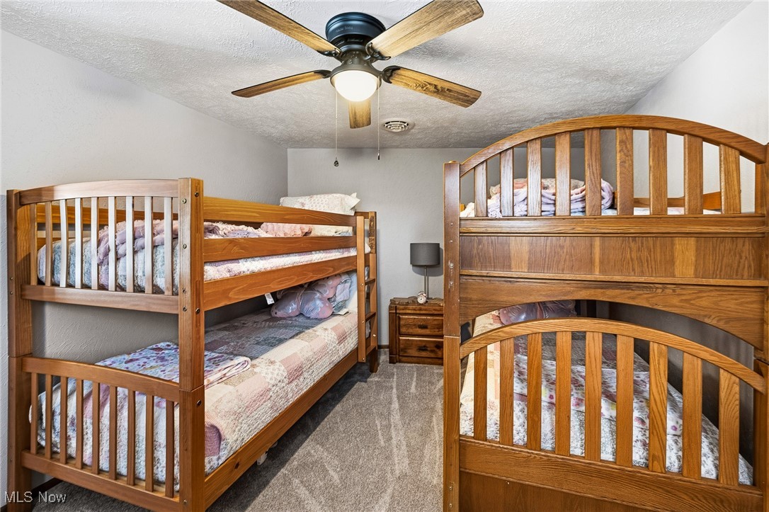 86523 North Bay Road Scio, OH 43988 - Photo 18 of 25 Bedroom with carpet flooring, a textured ceiling, and ceiling fan