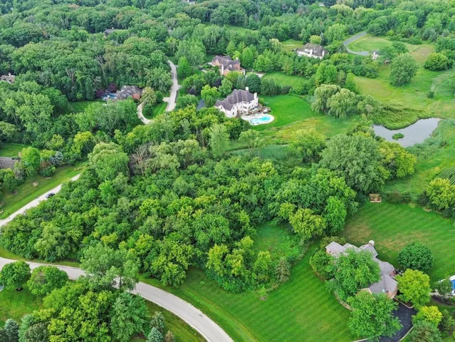 a view of a house with a lush green forest