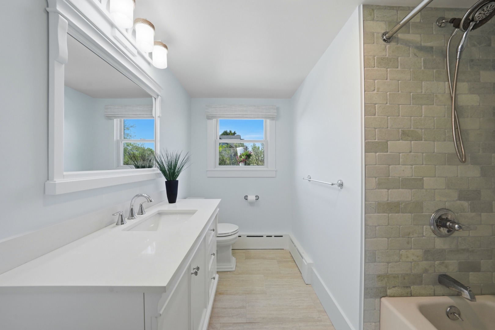 3 Newtown Road Nantucket, MA 02554 - Photo 14 of 20 a bathroom with a sink a toilet and shower