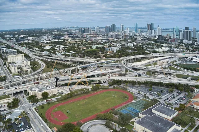 an aerial view of a city