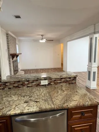 a view of a kitchen counter top space