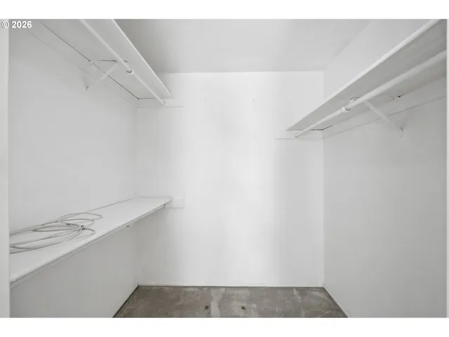 a view of small space with racks on the wall