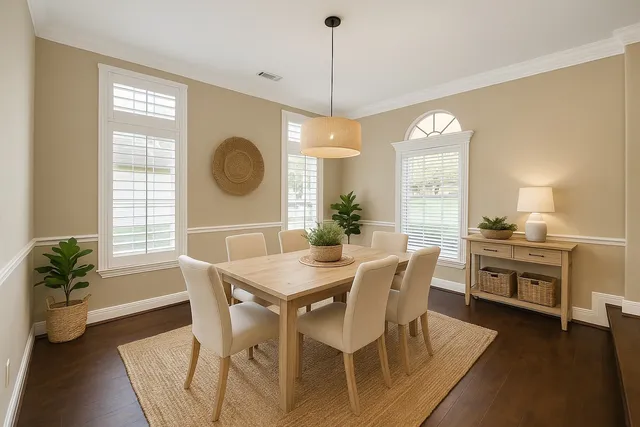 a view of an entryway with wooden floor