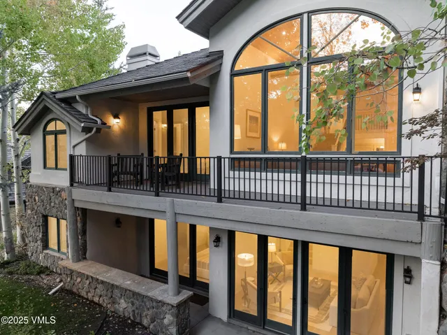 a view of a house with a large window