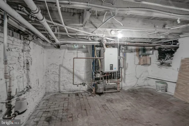 a view of a room with wooden walls