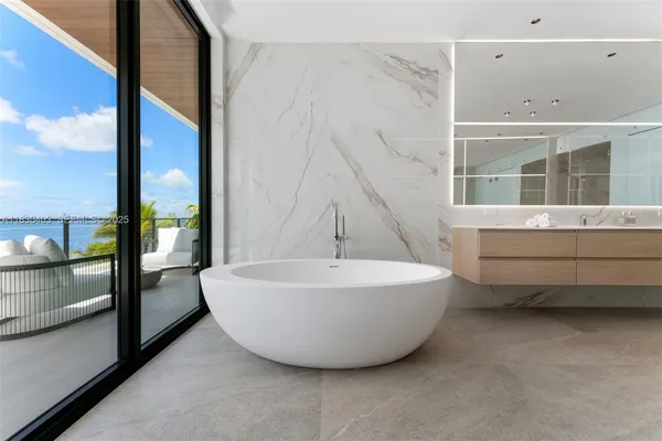 a view of a bathtub in a room