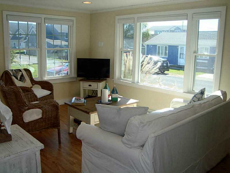 Living Room. Recessed lighting and bead board ceiling