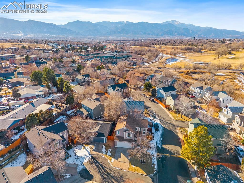 855 Dawn Break Loop Colorado Springs, CO 80910 - Photo 39 of 42 an aerial view of residential houses with outdoor space