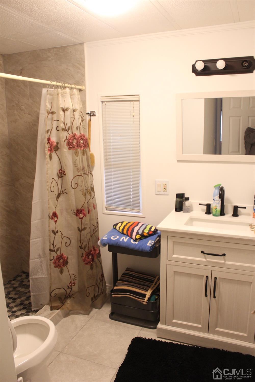 4 Longfellow Road North Brunswick, NJ 08902 - Photo 9 of 10 a bathroom with a sink a toilet and shower curtain