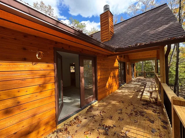 a view of a porch with a patio