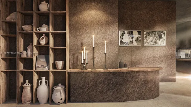 a view of a cafe with sitting area