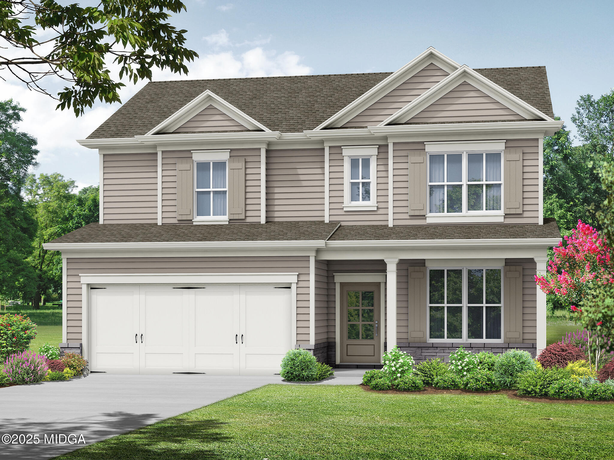 front view of a house with a yard