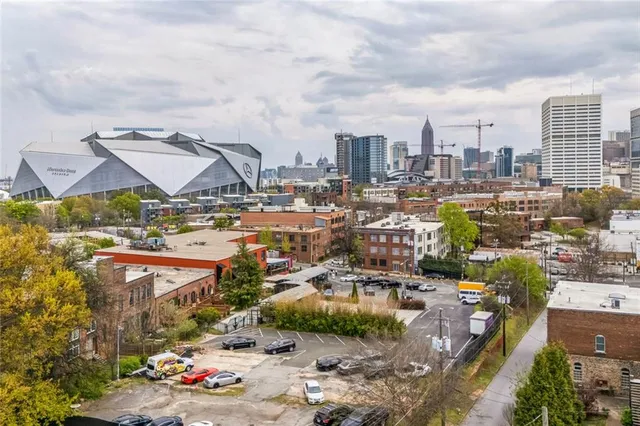 a view of a city with tall buildings