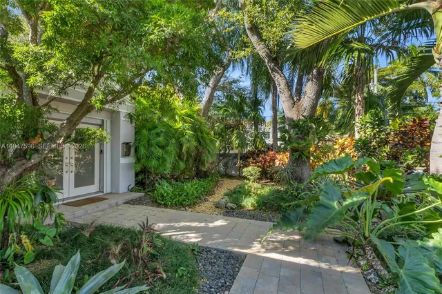 a backyard of a house with lots of green space