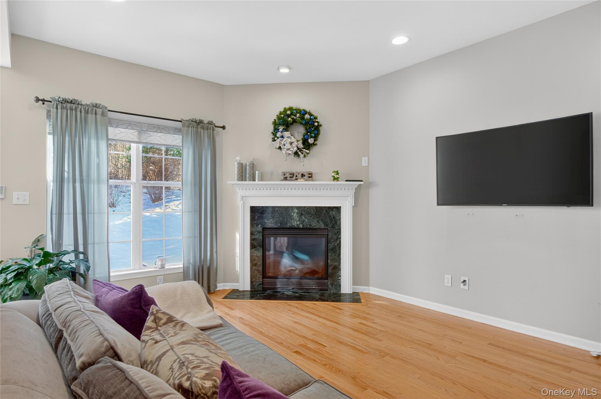 733 Huntington Drive Fishkill, NY 12524 - Photo 10 of 18 Living room with a fireplace, wood finished floors, and recessed lighting