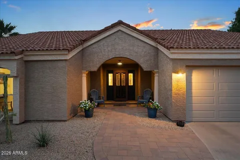 a view of a house with a patio