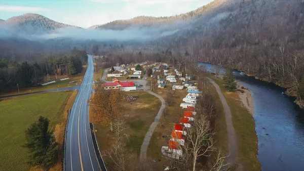 a view of a lake with a mountain