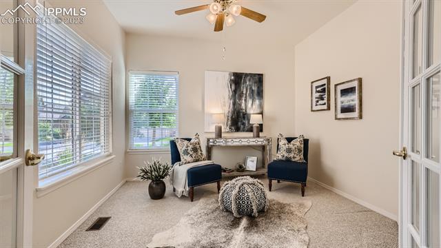5647 Sonnet Ridge Point Colorado Springs, CO 80918 - Photo 12 of 28 Main Level Office with French Doors and multiple Windows