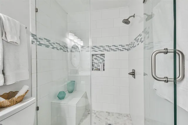 a bathroom with a shower