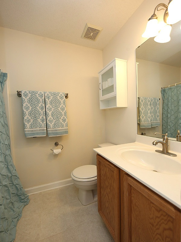 6 Striding Ridge Court Durham, NC 27713 - Photo 16 of 25 This bathroom serves the secondary bedrooms and features a vinyl floor, updated lighting and plumbing fixtures and a tub/shower combo. Bathroom