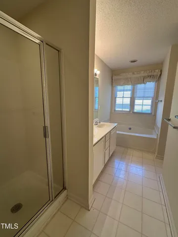 a bathroom with a tub shower and sink