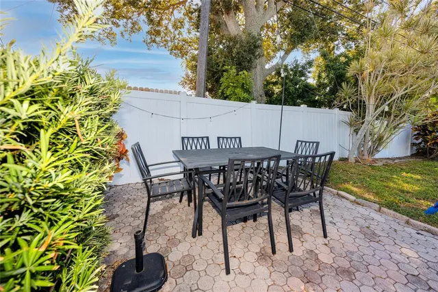 a view of a chairs and table in the patio