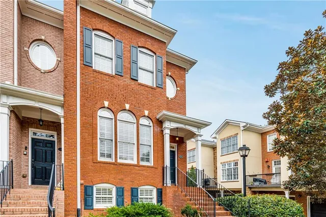 a front view of a multi story building