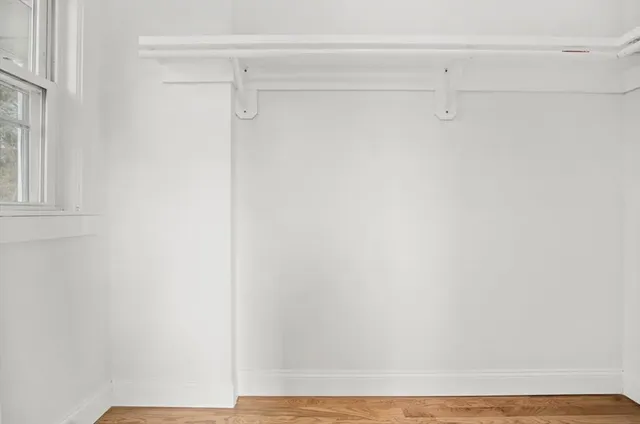 a view of small space with racks on the wall