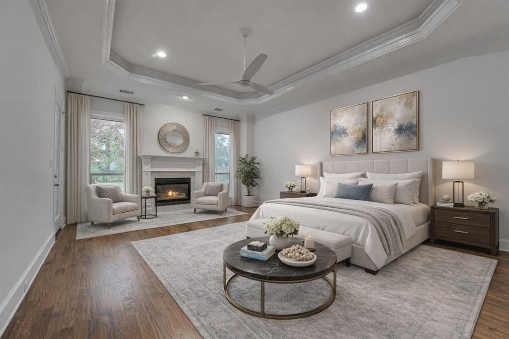 2216 Kings Pass Heath, TX 75032 - Photo 6 of 40 a spacious bedroom with a bed and a fireplace