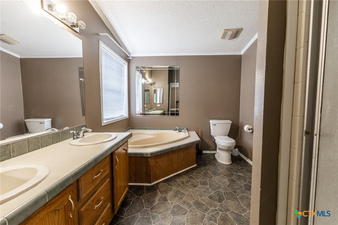 5526 Farm To Market 20 Seguin, TX 78155 - Photo 18 of 18 a spacious bathroom with a double vanity sink and a mirror