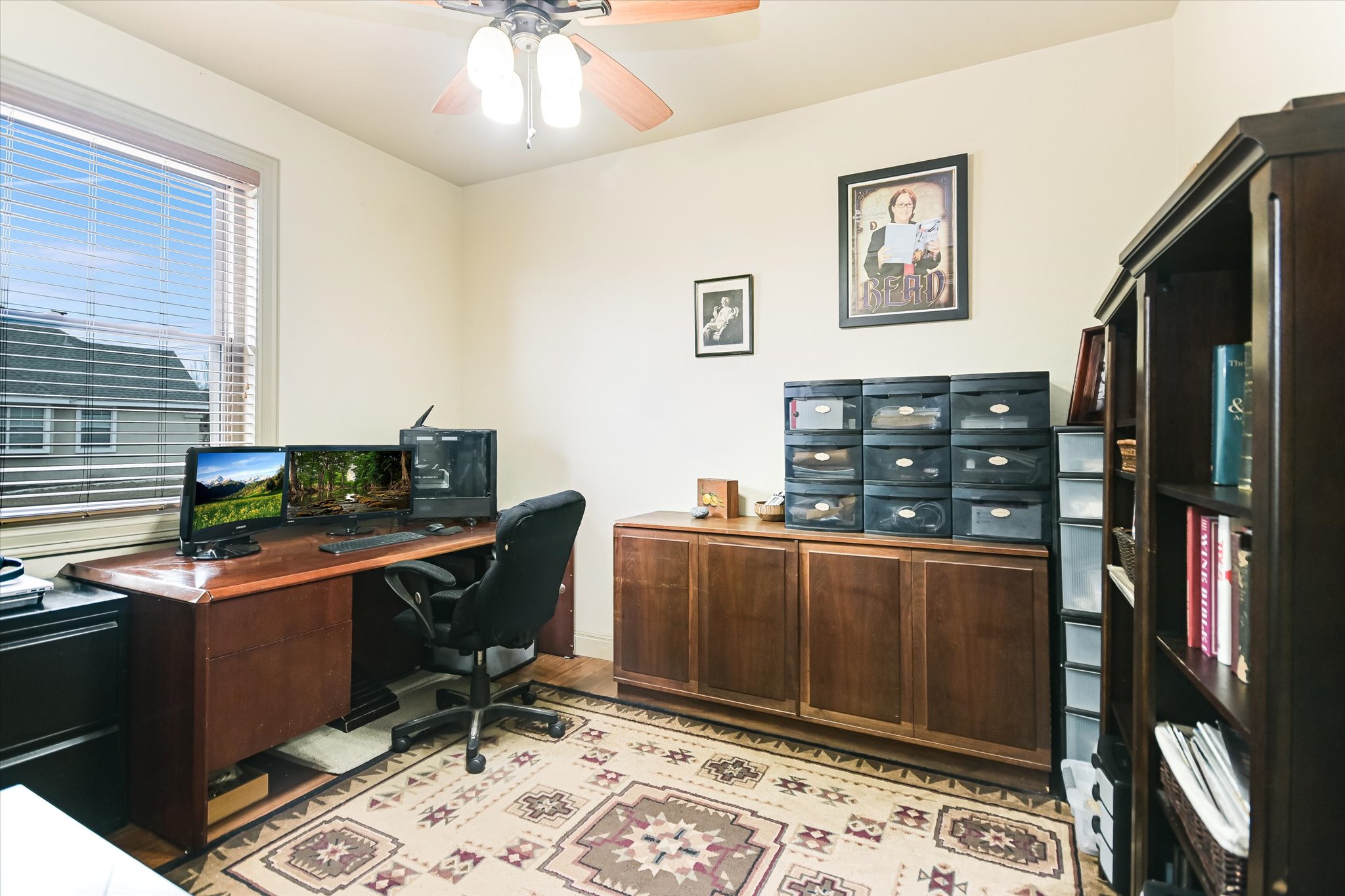 117 View Drive Georgetown, TX 78628 - Photo 20 of 40 Home office with a ceiling fan that flexes as a bedroom if needed, and closet.