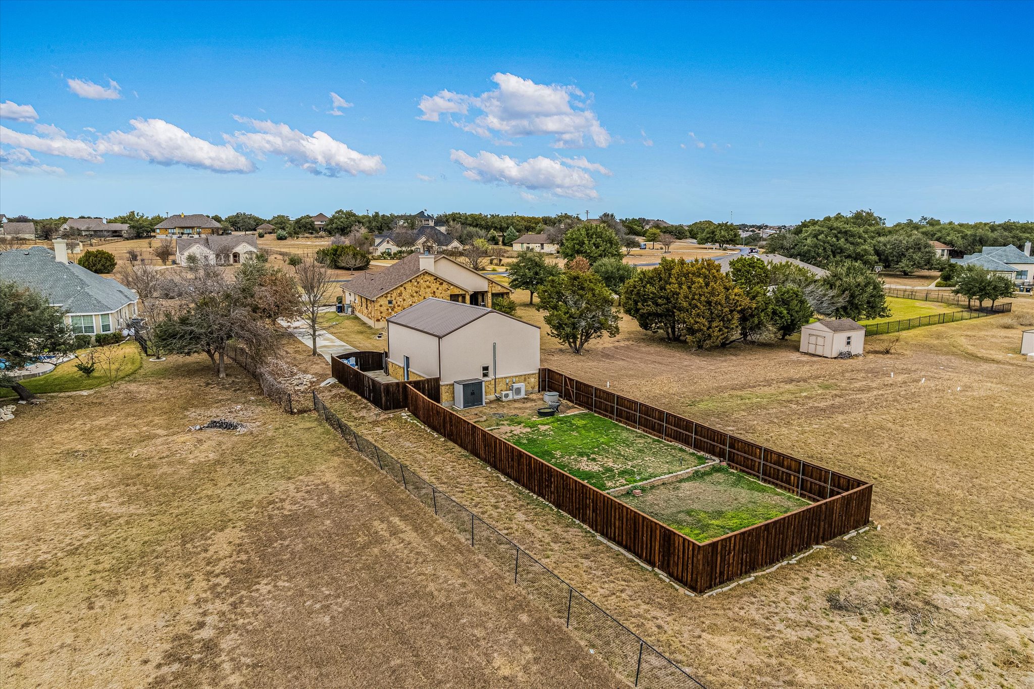 117 View Drive Georgetown, TX 78628 - Photo 38 of 40 Aerial perspective of workshop and garden area