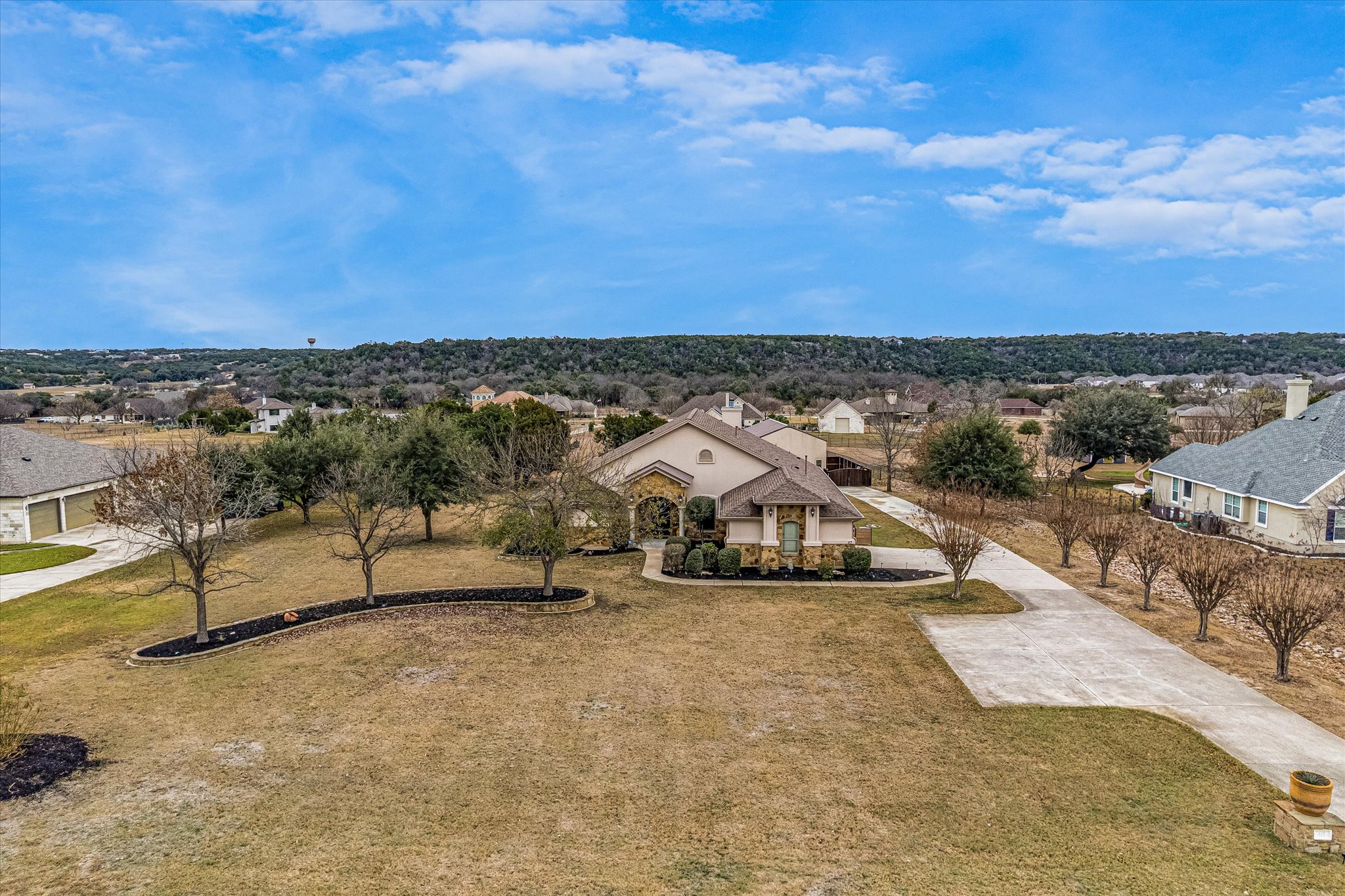 117 View Drive Georgetown, TX 78628 - Photo 5 of 40 Aerial view of home and driveway to the workshop.