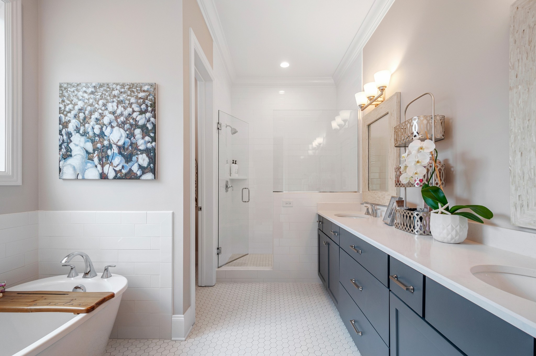 1043 Calico Street Franklin, TN 37064 - Photo 19 of 35 a bathroom with a double vanity sink mirror and shower