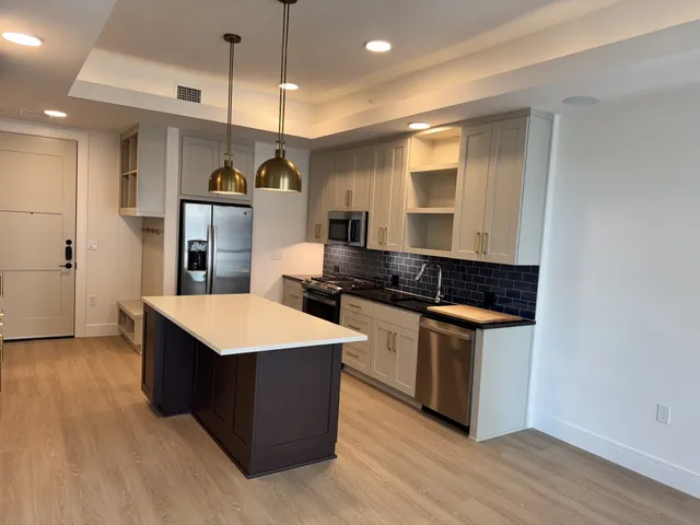 a view of an empty walk in closet