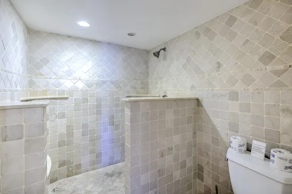 a bathroom with a shower