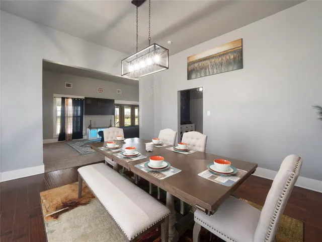 a view of a dining room and livingroom furniture