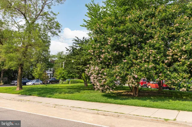 a view of a building with a street