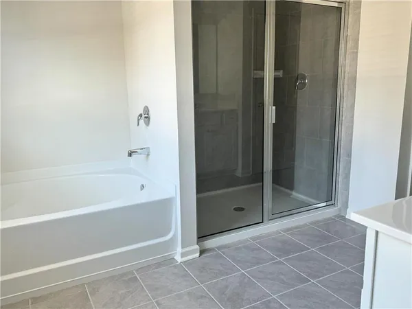 a bathroom with a bathtub