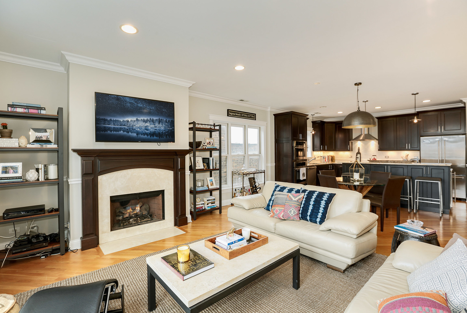456 West Briar Place, Unit 4 Chicago, IL 60657 - Photo 5 of 30 a living room with furniture and a fireplace