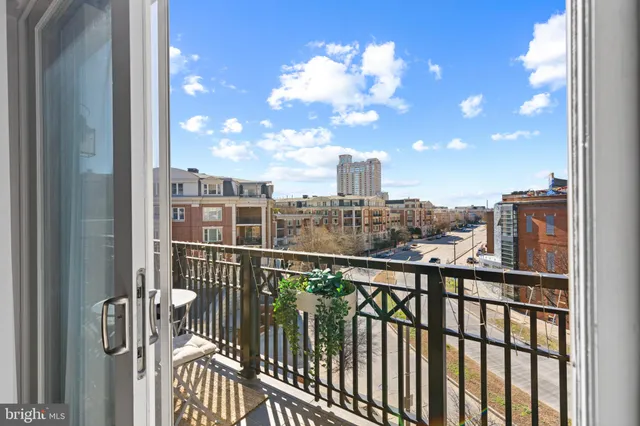 a view of city from a balcony